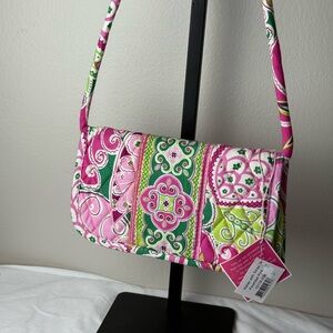 NWT Vera Bradley Pinwheel Pink Wallet Purse Removable Crossbody Strap Retired